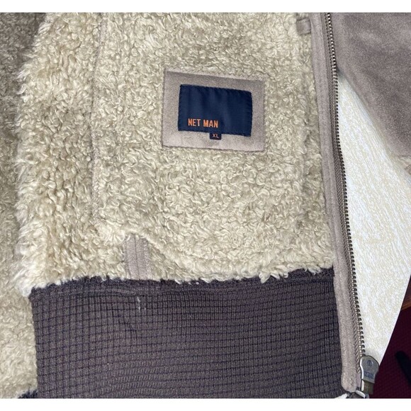 Vintage Net Man Trucker Jacket Men's Size XL Original Suede with Sherpa Lining - Picture 6 of 8